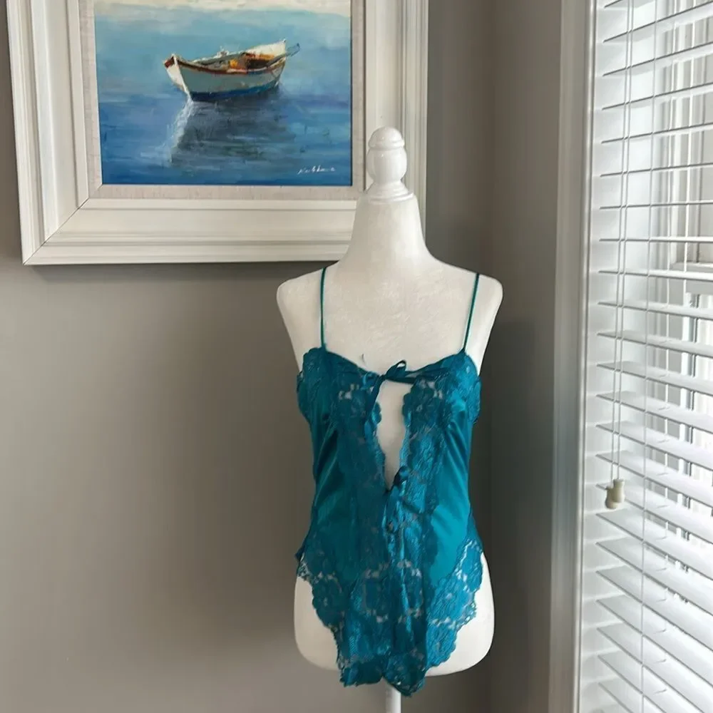 Vintage Alana Gale Intimates Teddy Romper Lace High Cut Nylon Bodysuit Robe Set - Picture 4 of 16